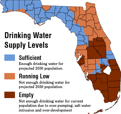 Map of Water Shortage Areas in Florida